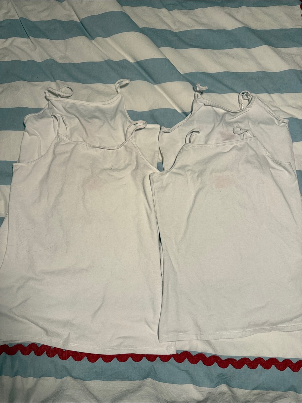 Girls' White Cotton Tank Tops - Pack of 4 (2 XL 2 XXL)